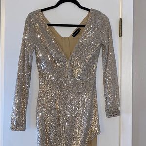 Sparkly high slit dress